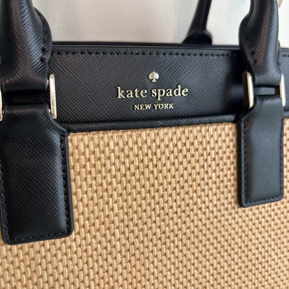 Kate Spade Cameron KC787 Satchel – Straw & Black Saffiano Leather, Gold Hardware - Picture 4 of 10